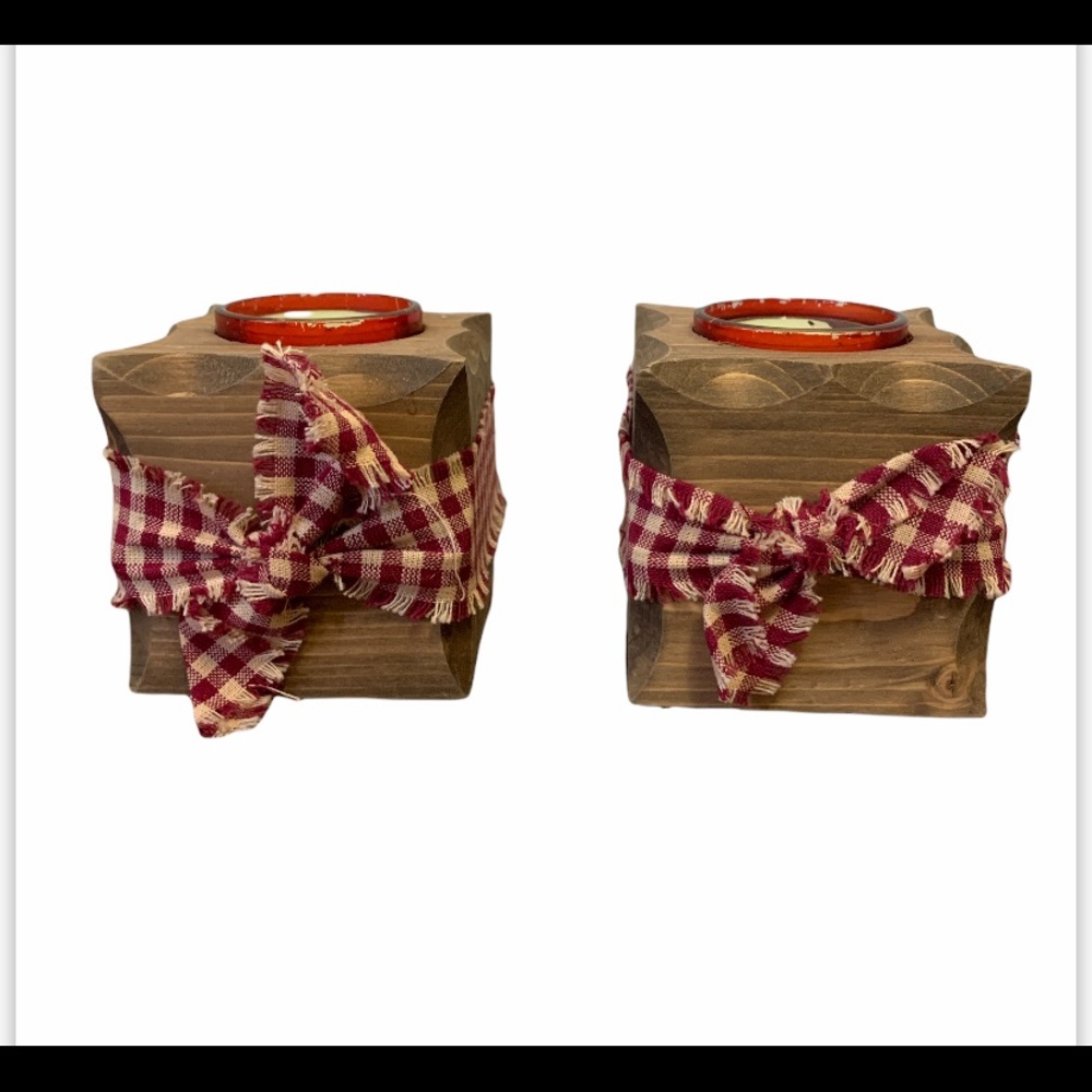 2 Wooden Candle Votives
